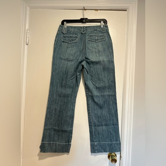 NWOT Women’s Sz: 6 FOJ Wide Leg Sailor Pant Jeans. Cuffed Wide Hem. Medium Wash - Picture 2 of 16